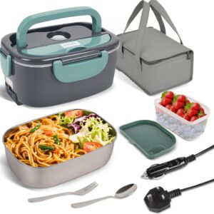 Alivio Electric Lunch Box with 1.5L Stainless Steel & 0.5L Plastic Container, Quick Heating, Leak-Proof, Food-Grade Material, Portable Electric Lunch Box for Office, Travel, School & Home Use