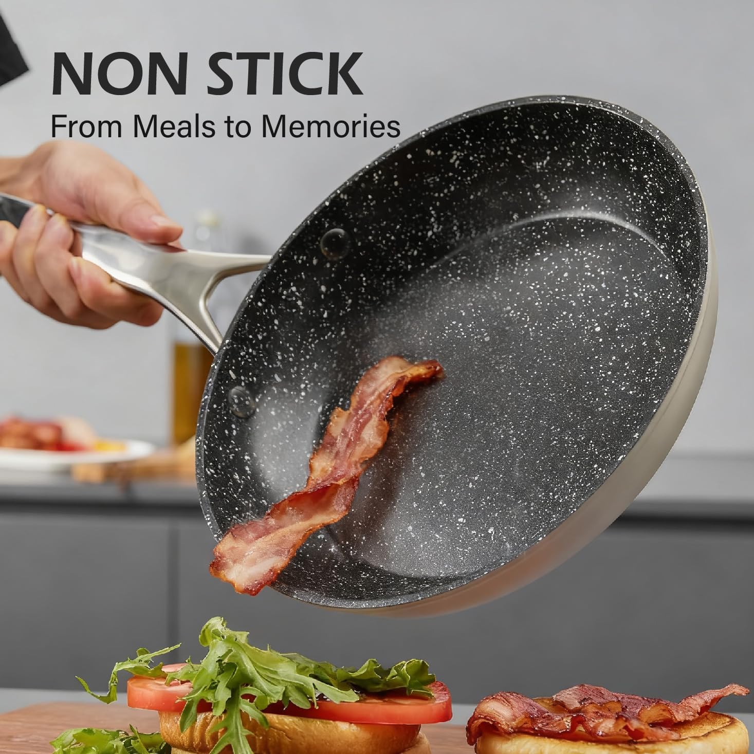 Alivio 10Pc Aluminum Alloy Cookware Set, Compatible with All Cooktops – Induction, Gas, Electric & Halogen - Dishwasher Safe, Non-Stick & Easy to Clean - Image 8