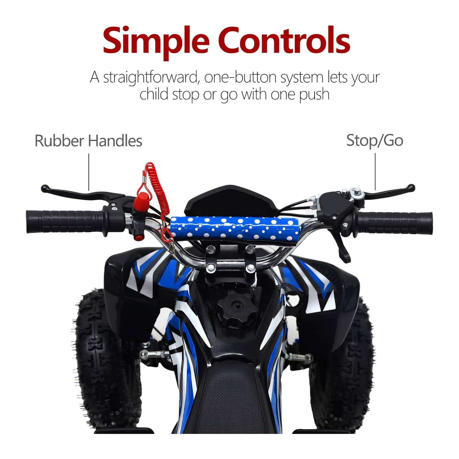 Alivio 49cc Premium Kids Mini Petrol Quad Bike – 2-Stroke Air-Cooled Engine, Horizontal Cylinder, 6" Off-Road Tyres, Front & Rear Disc Brakes (Blue) - Image 5