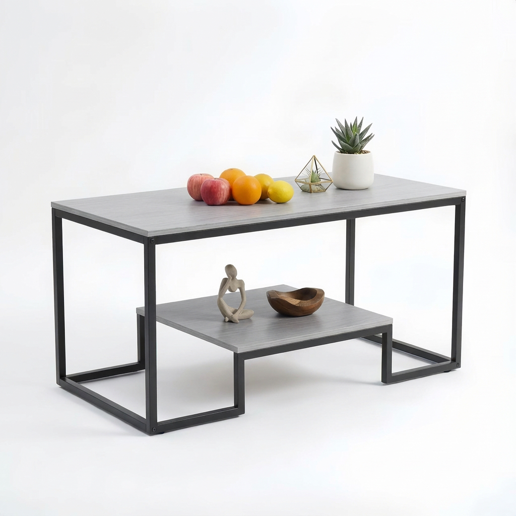 Alivio 2-Tier Modern Industrial Coffee Table with Metal Frame & Glass Top – Dual Storage Shelves, Sturdy Center Table for Living Room, Home & Office - Image 18