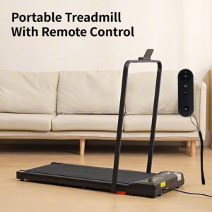 Alivio Portable Treadmill with Remote Control 1–10 km/h Speed, LED Display, Shock Absorption, Anti-Slip Belt, Auxiliary Armrest, Compact Home Walking & Jogging Machine (Black)