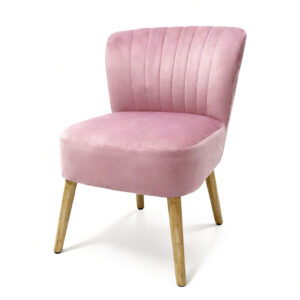 Alivio Ergonomic Accent Chair with Skin-Friendly Breathable Fabric, Thick Cushion, Curved Backrest, Solid Rubber Wood Legs & Anti-Slip Pads, Easy-to-Clean Modern Living Room Chair (Pink)