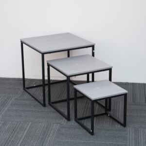 Alivio Industrial Nesting Coffee Tables with Sturdy Metal Base & Wood Finish Tops – Compact Space-Saving Center Table