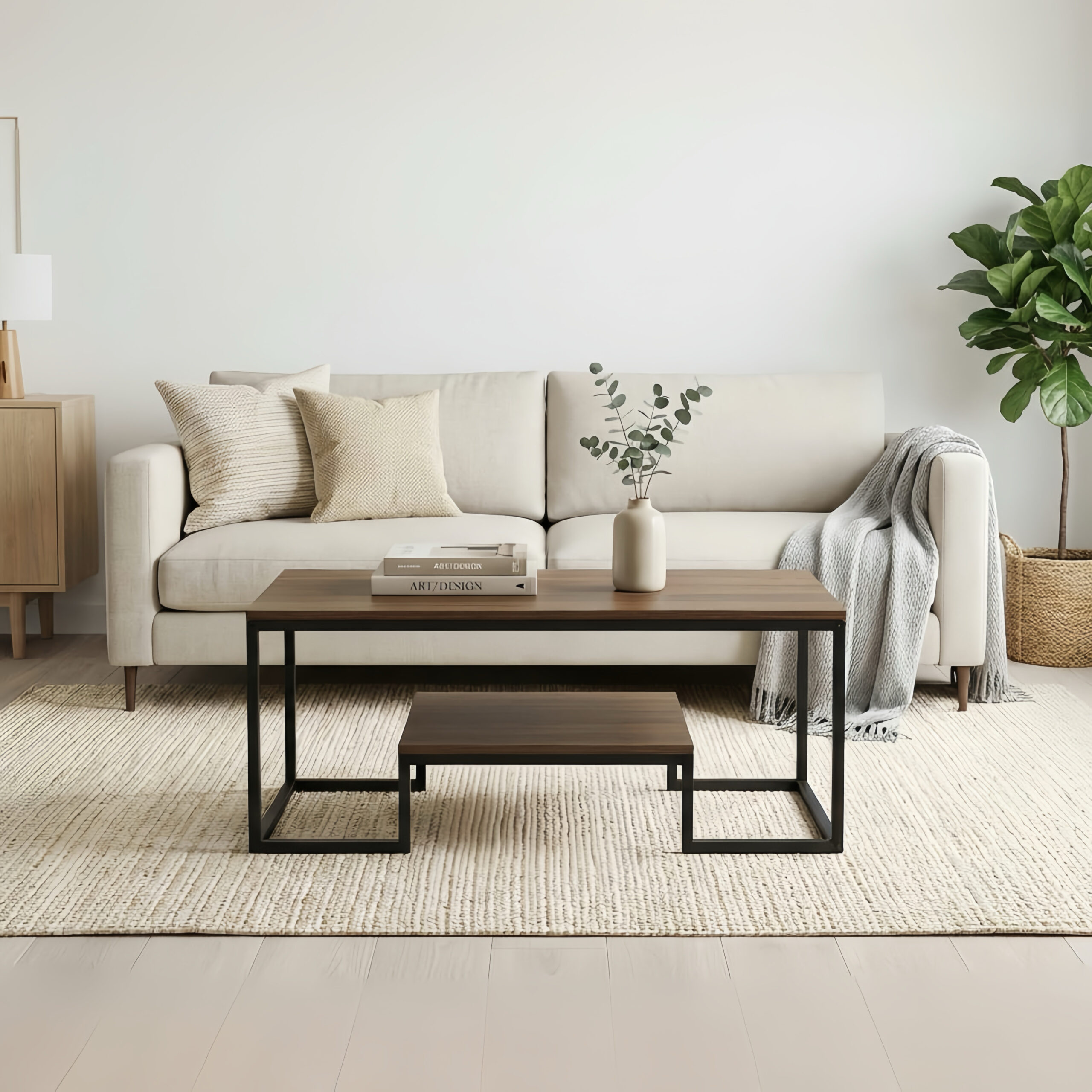 Alivio 2-Tier Modern Industrial Coffee Table with Metal Frame & Glass Top – Dual Storage Shelves, Sturdy Center Table for Living Room, Home & Office - Image 3