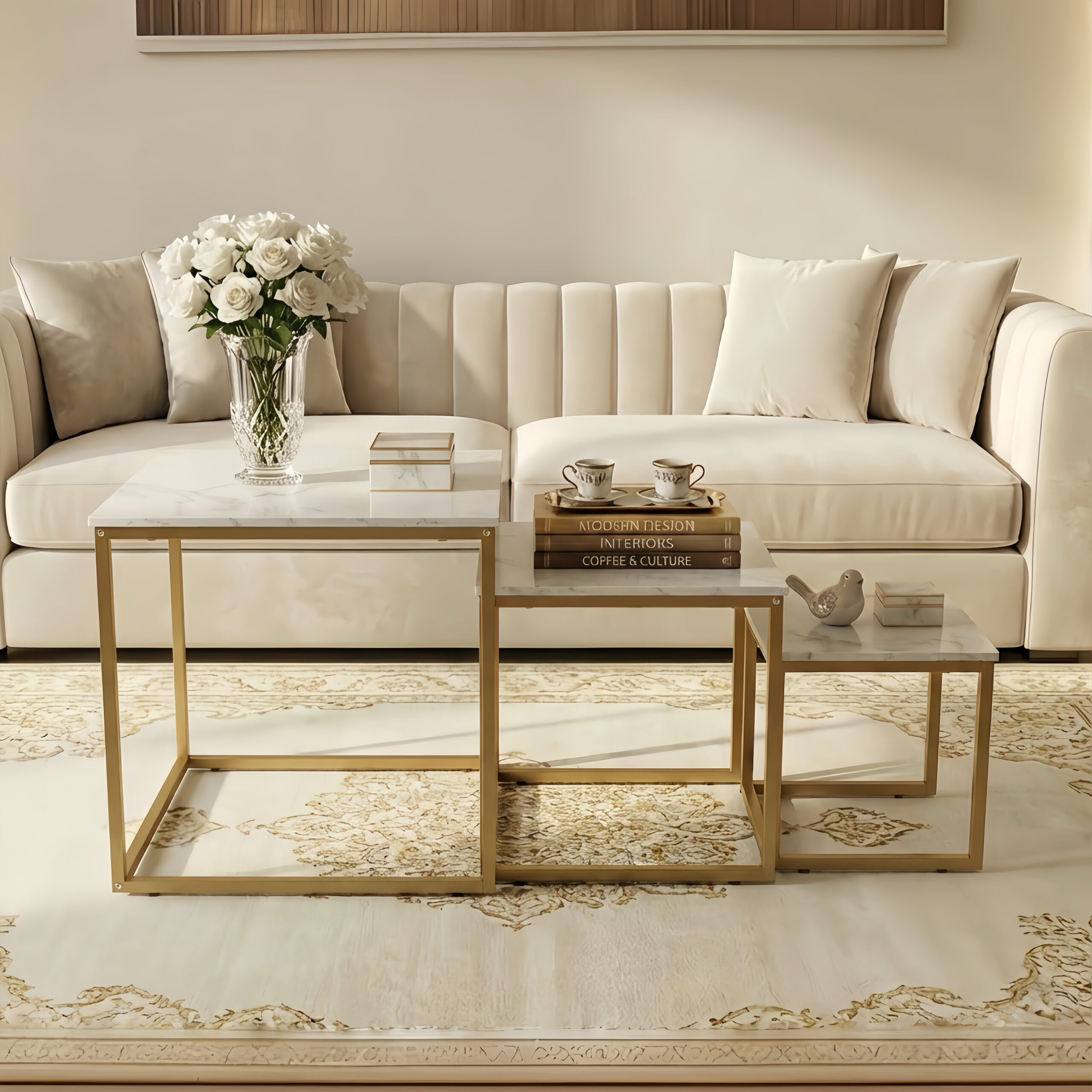 Alivio Industrial Nesting Coffee Tables with Sturdy Metal Base & Wood Finish Tops – Compact Space-Saving Center Table - Image 2