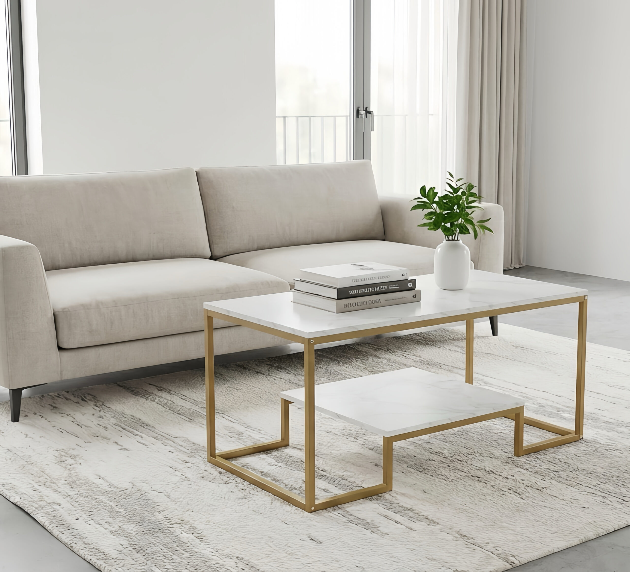 Alivio 2-Tier Modern Industrial Coffee Table with Metal Frame & Glass Top – Dual Storage Shelves, Sturdy Center Table for Living Room, Home & Office - Image 28