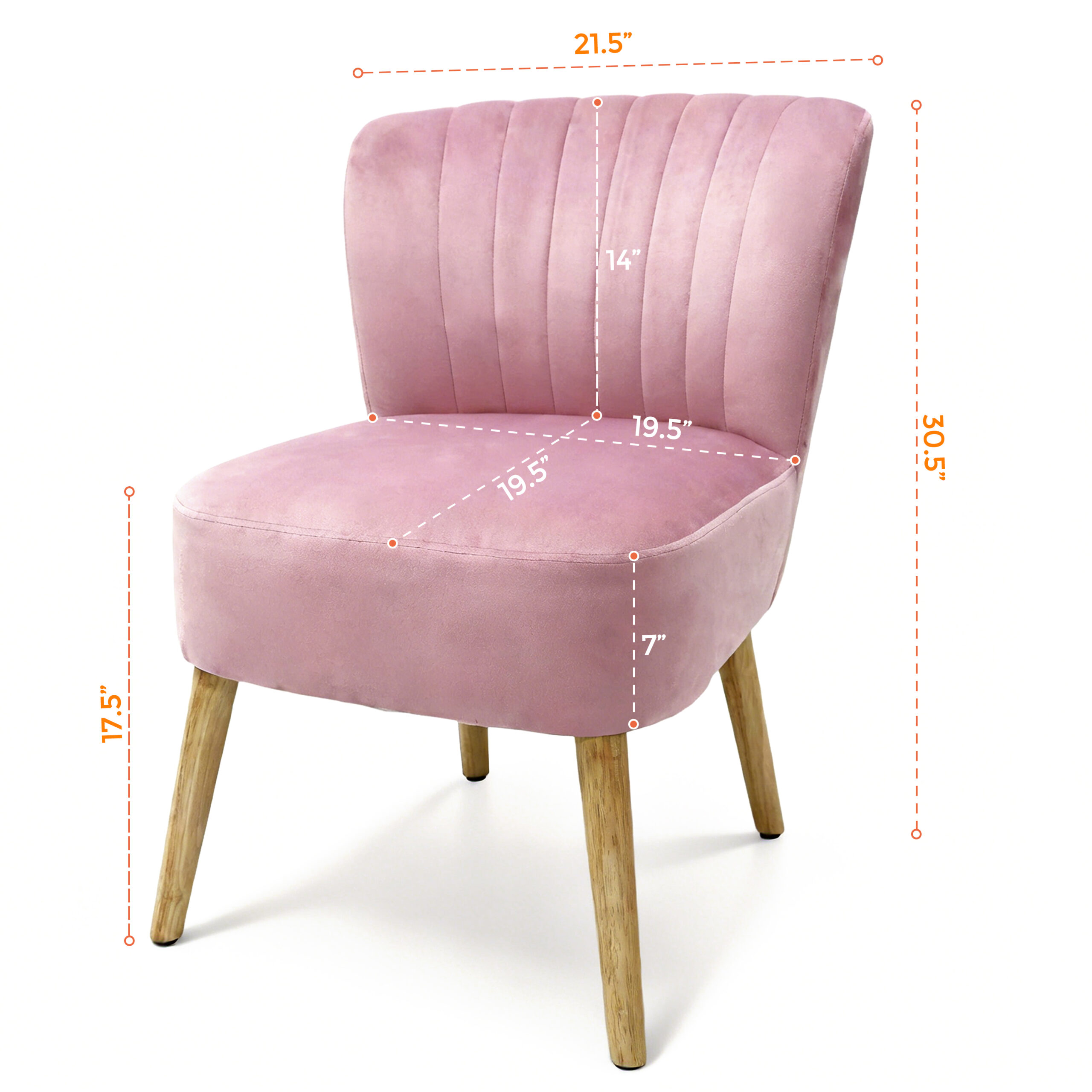 Alivio Ergonomic Accent Chair with Skin-Friendly Breathable Fabric, Thick Cushion, Curved Backrest, Solid Rubber Wood Legs & Anti-Slip Pads, Easy-to-Clean Modern Living Room Chair (Pink) - Image 3