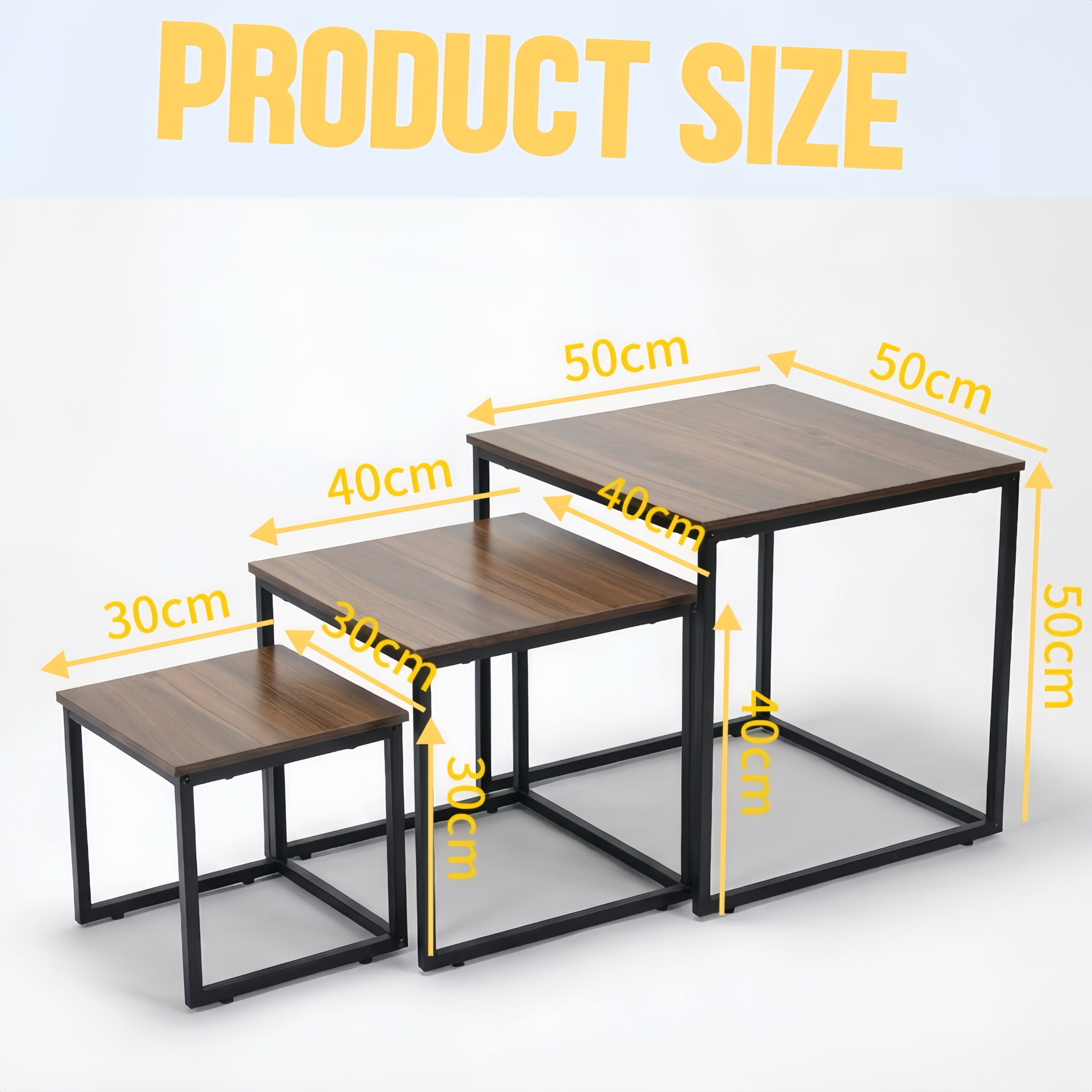 Alivio Industrial Nesting Coffee Tables with Sturdy Metal Base & Wood Finish Tops – Compact Space-Saving Center Table - Image 14