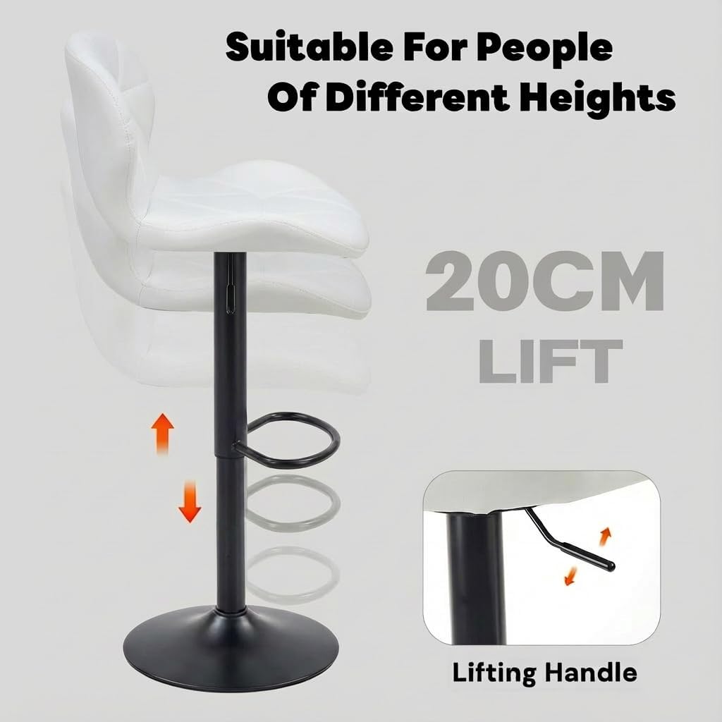 Alivio Adjustable Bar Stool with Backrest, Modern Faux Leather Bar Chairs with 360 Degree Swivel, Hydraulic Height Adjustment, Footrest & Heavy Metal Base (Set of 2) - Image 2