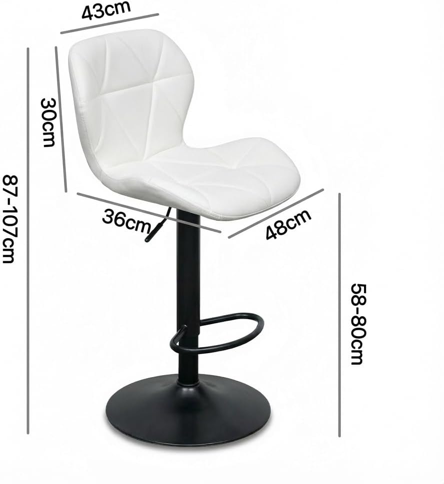 Alivio Adjustable Bar Stool with Backrest, Modern Faux Leather Bar Chairs with 360 Degree Swivel, Hydraulic Height Adjustment, Footrest & Heavy Metal Base (Set of 2) - Image 3