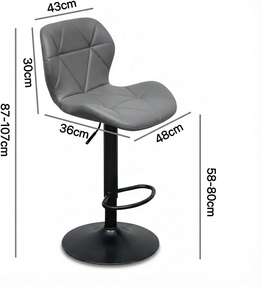 Alivio Adjustable Bar Stool with Backrest, Modern Faux Leather Bar Chairs with 360 Degree Swivel, Hydraulic Height Adjustment, Footrest & Heavy Metal Base (Set of 2) - Image 5