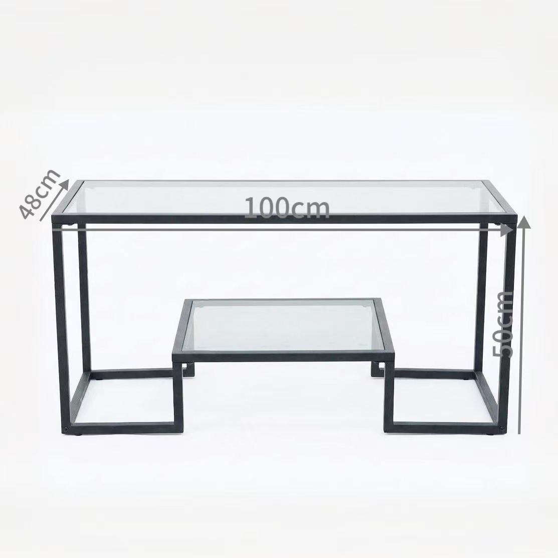 Alivio 2-Tier Modern Industrial Coffee Table with Metal Frame & Glass Top – Dual Storage Shelves, Sturdy Center Table for Living Room, Home & Office - Image 14