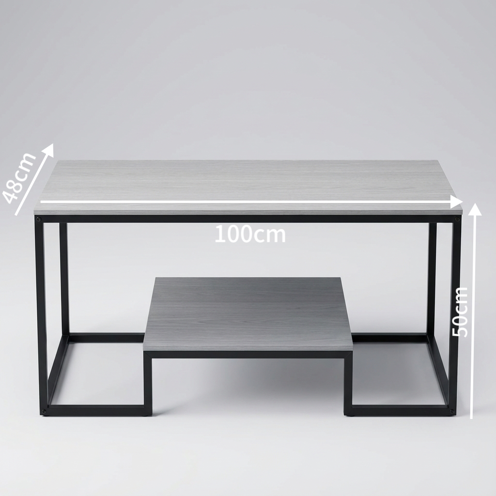 Alivio 2-Tier Modern Industrial Coffee Table with Metal Frame & Glass Top – Dual Storage Shelves, Sturdy Center Table for Living Room, Home & Office - Image 23