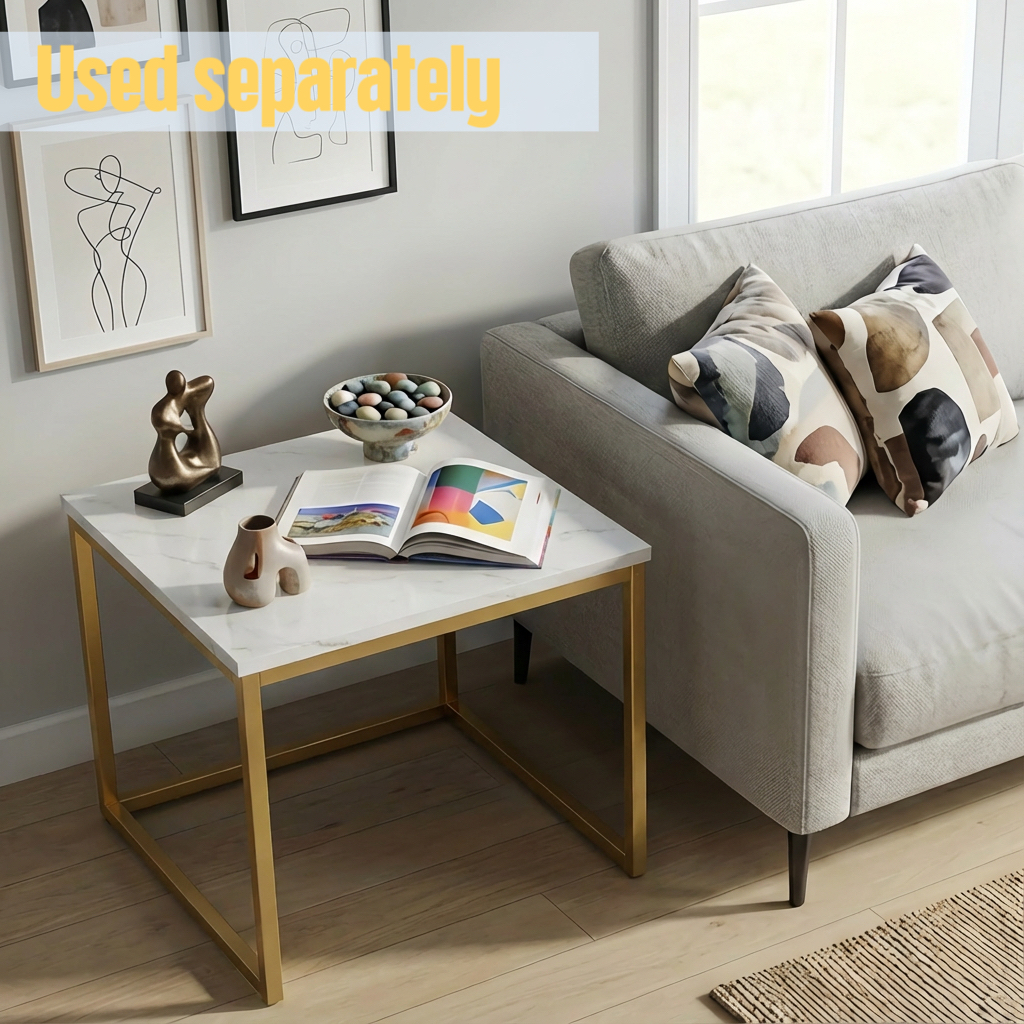 Alivio Industrial Nesting Coffee Tables with Sturdy Metal Base & Wood Finish Tops – Compact Space-Saving Center Table - Image 5