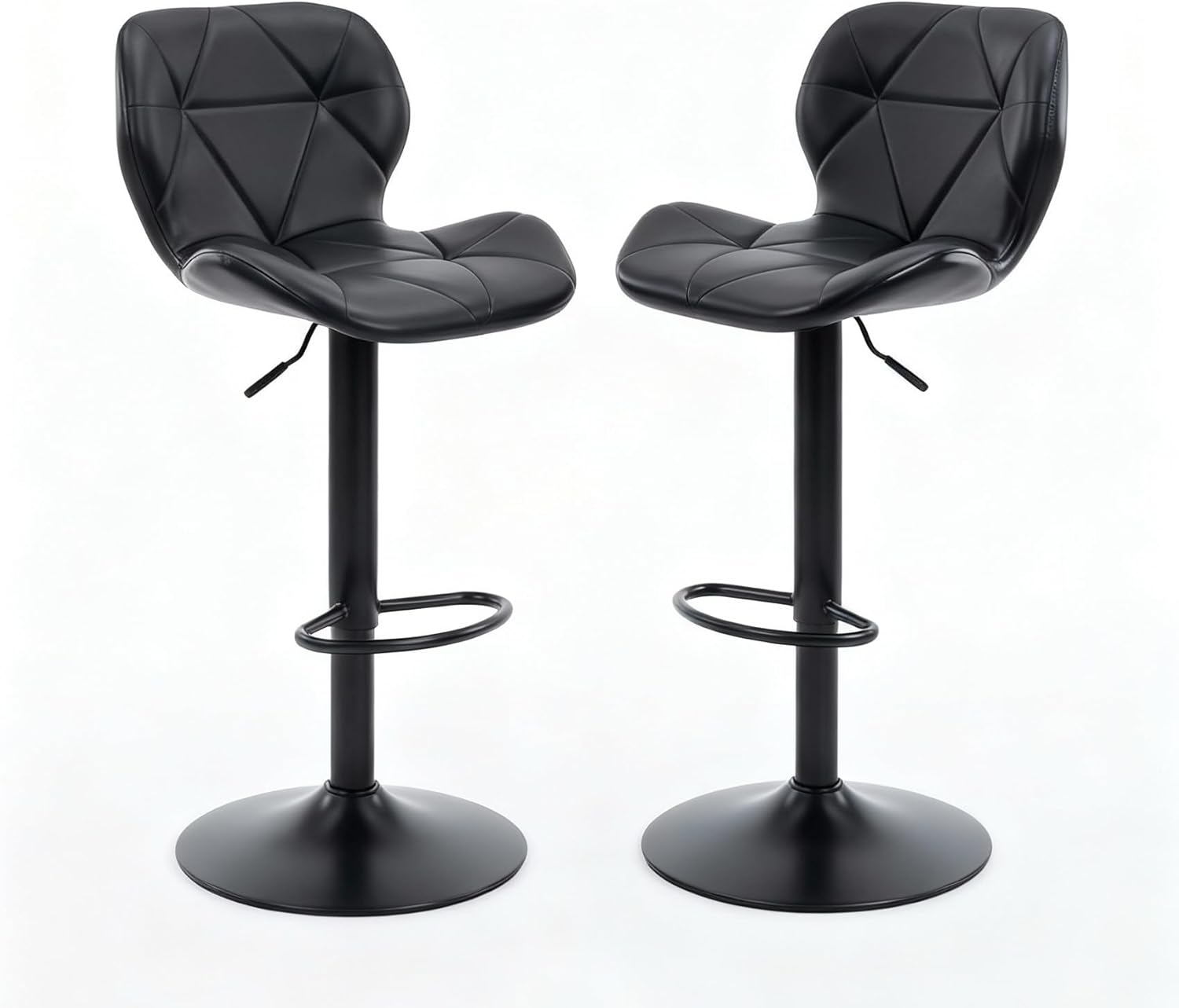 Alivio Adjustable Bar Stool with Backrest, Modern Faux Leather Bar Chairs with 360 Degree Swivel, Hydraulic Height Adjustment, Footrest & Heavy Metal Base (Set of 2) - Image 8