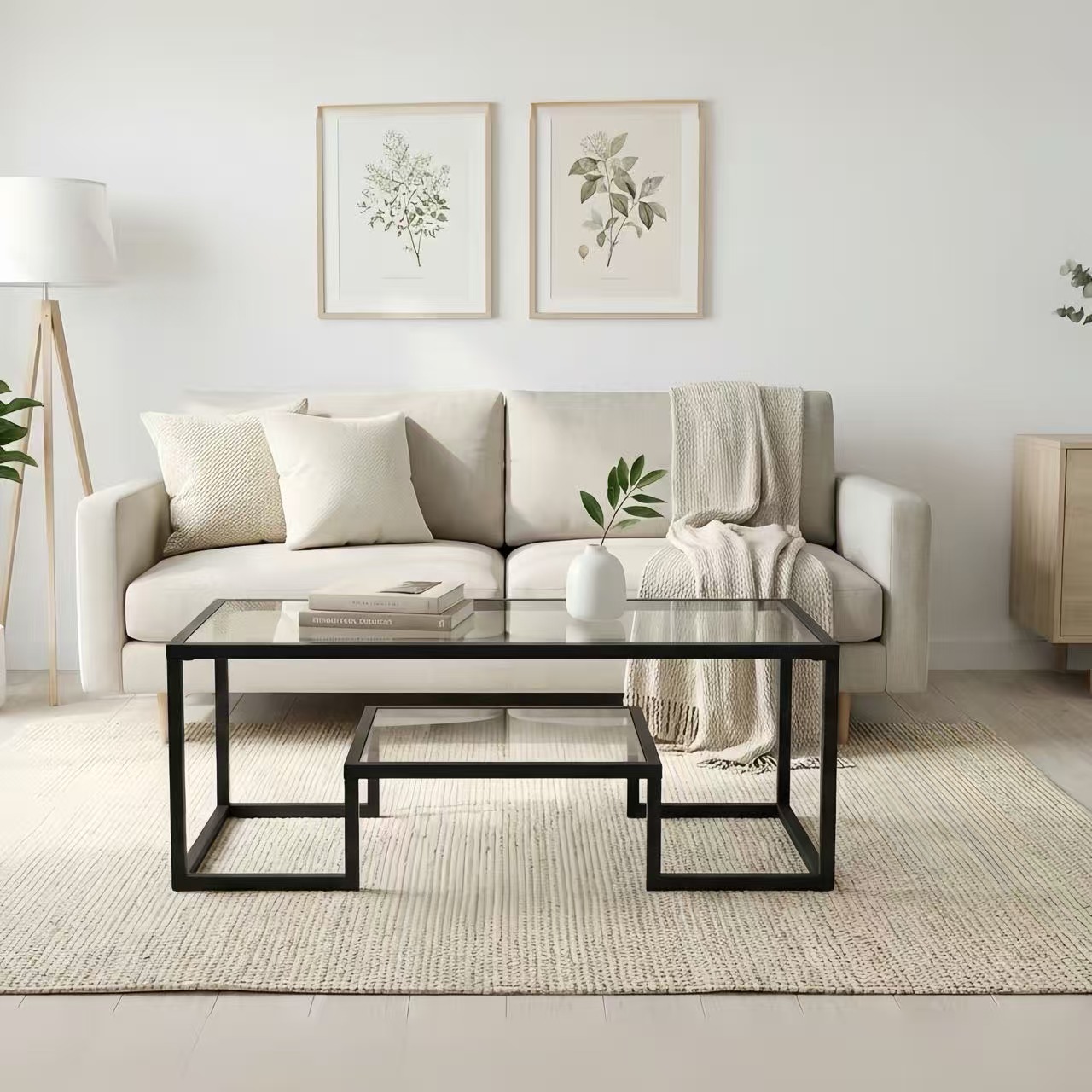 Alivio 2-Tier Modern Industrial Coffee Table with Metal Frame & Glass Top – Dual Storage Shelves, Sturdy Center Table for Living Room, Home & Office - Image 15