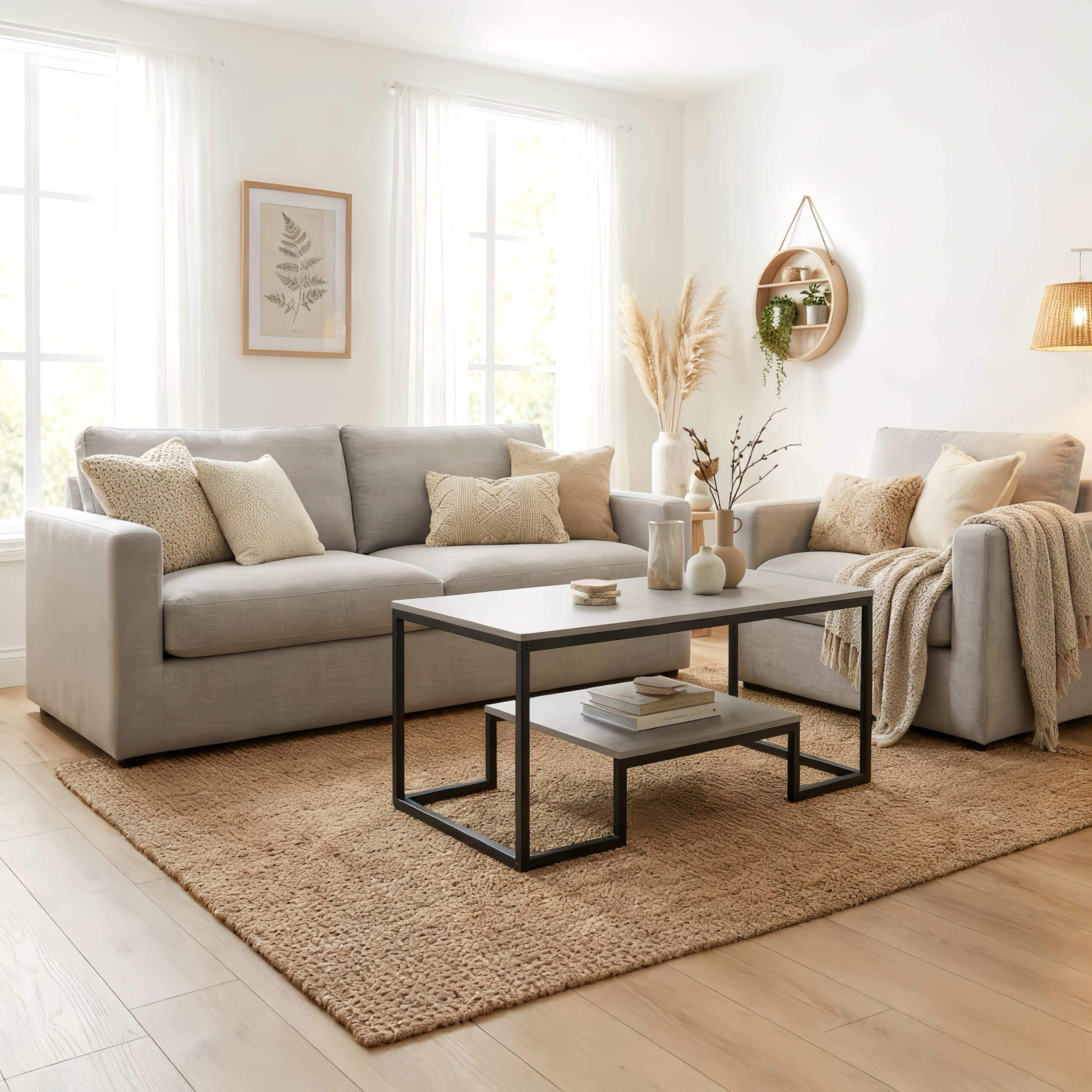 Alivio 2-Tier Modern Industrial Coffee Table with Metal Frame & Glass Top – Dual Storage Shelves, Sturdy Center Table for Living Room, Home & Office - Image 24