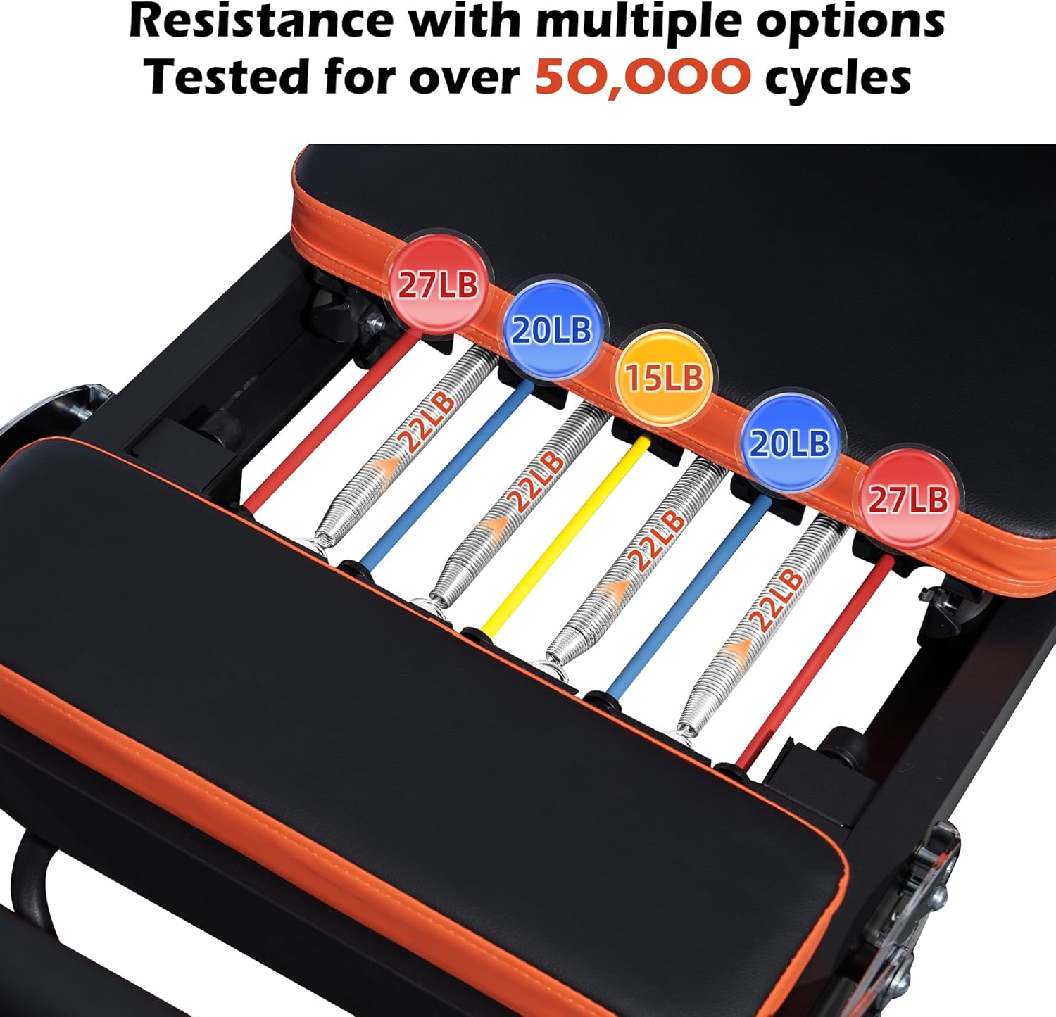 Alivio Professional Pilates Reformer Machine – Home & Studio Fitness Station with Adjustable Resistance Springs, Padded Carriage, and Heavy-Duty Frame (Black/Orange) - Image 8