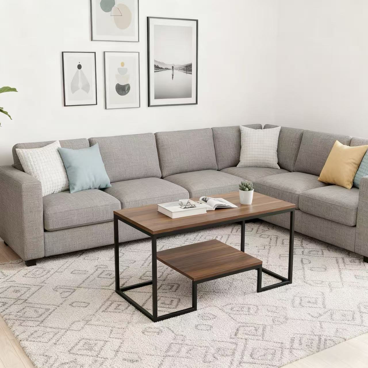 Alivio 2-Tier Modern Industrial Coffee Table with Metal Frame & Glass Top – Dual Storage Shelves, Sturdy Center Table for Living Room, Home & Office - Image 9