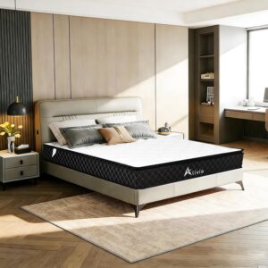 Alivio King Size Mattress, Breathable Soft Knitted Microfiber with 7-Zone Strengthening Support (White & Black)