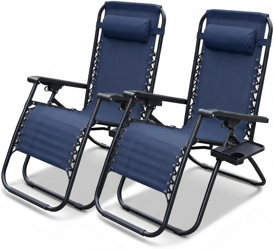 Alivio Zero Gravity Sun Lounger Adjustable Reclining Outdoor Garden Patio Relaxer Chair with Headrest Pillow Cup Holder and Heavy Duty Folding Frame - Image 28