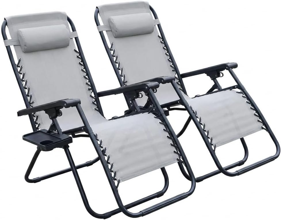 Alivio Zero Gravity Sun Lounger Adjustable Reclining Outdoor Garden Patio Relaxer Chair with Headrest Pillow Cup Holder and Heavy Duty Folding Frame - Image 16