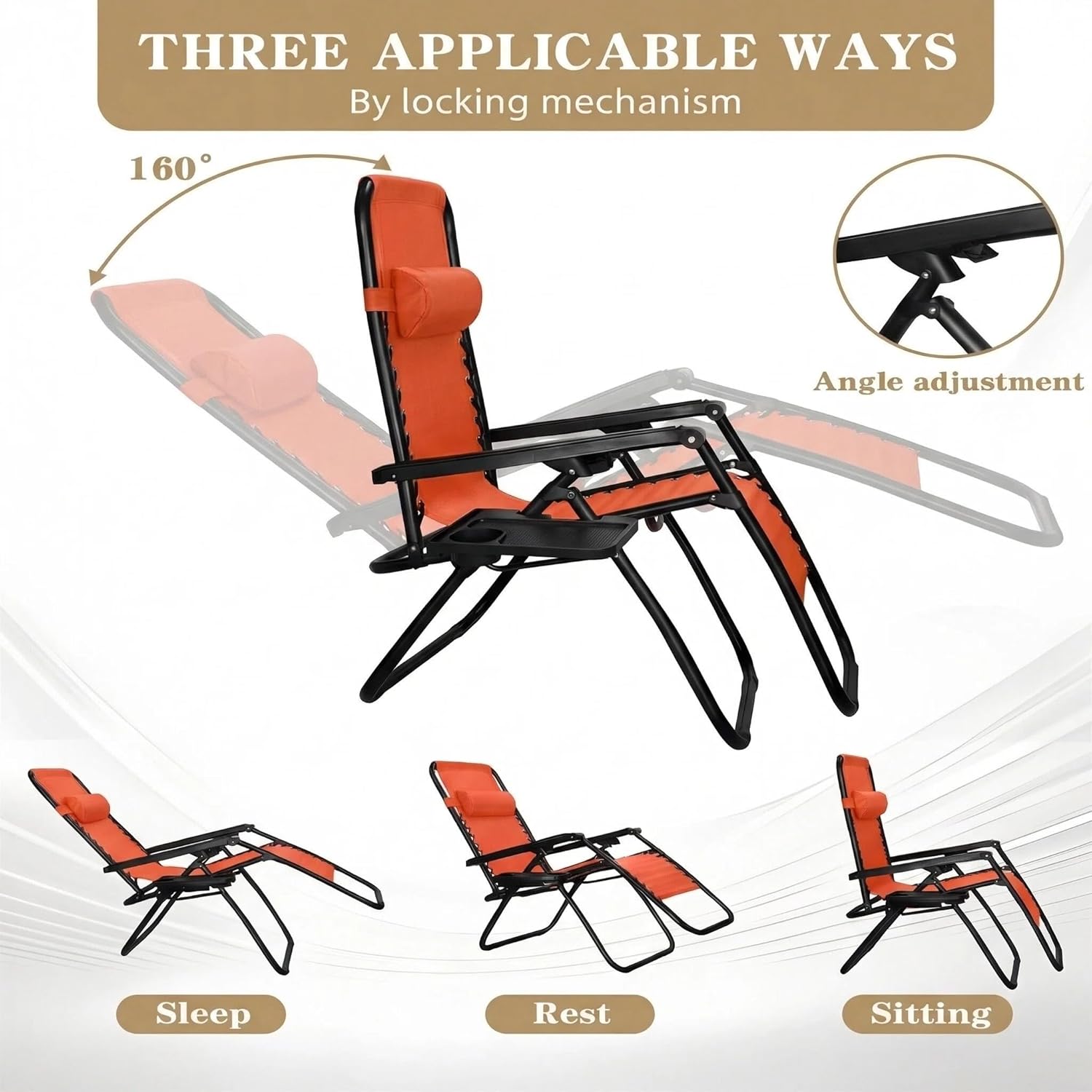 Alivio Zero Gravity Sun Lounger Adjustable Reclining Outdoor Garden Patio Relaxer Chair with Headrest Pillow Cup Holder and Heavy Duty Folding Frame - Image 49