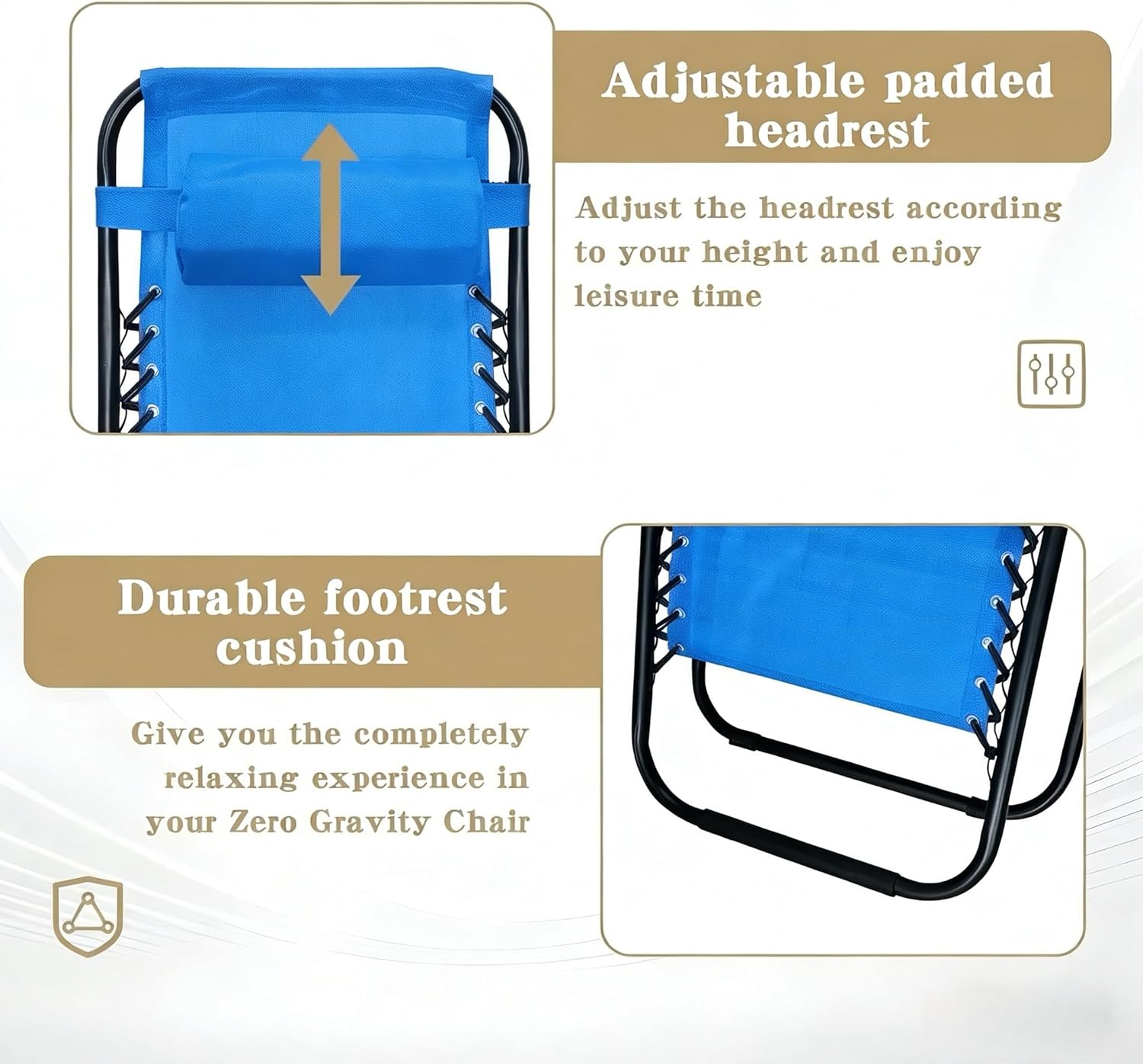 Alivio Zero Gravity Sun Lounger Adjustable Reclining Outdoor Garden Patio Relaxer Chair with Headrest Pillow Cup Holder and Heavy Duty Folding Frame - Image 39