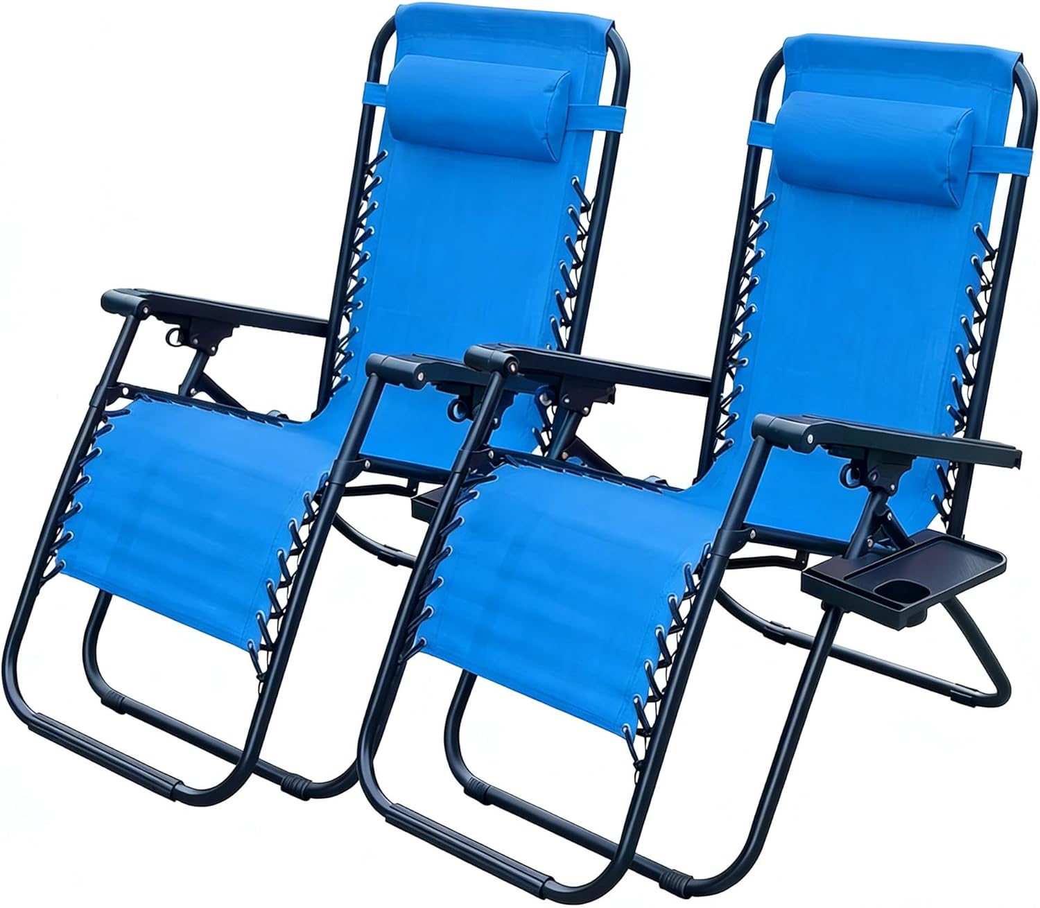 Alivio Zero Gravity Sun Lounger Adjustable Reclining Outdoor Garden Patio Relaxer Chair with Headrest Pillow Cup Holder and Heavy Duty Folding Frame - Image 45