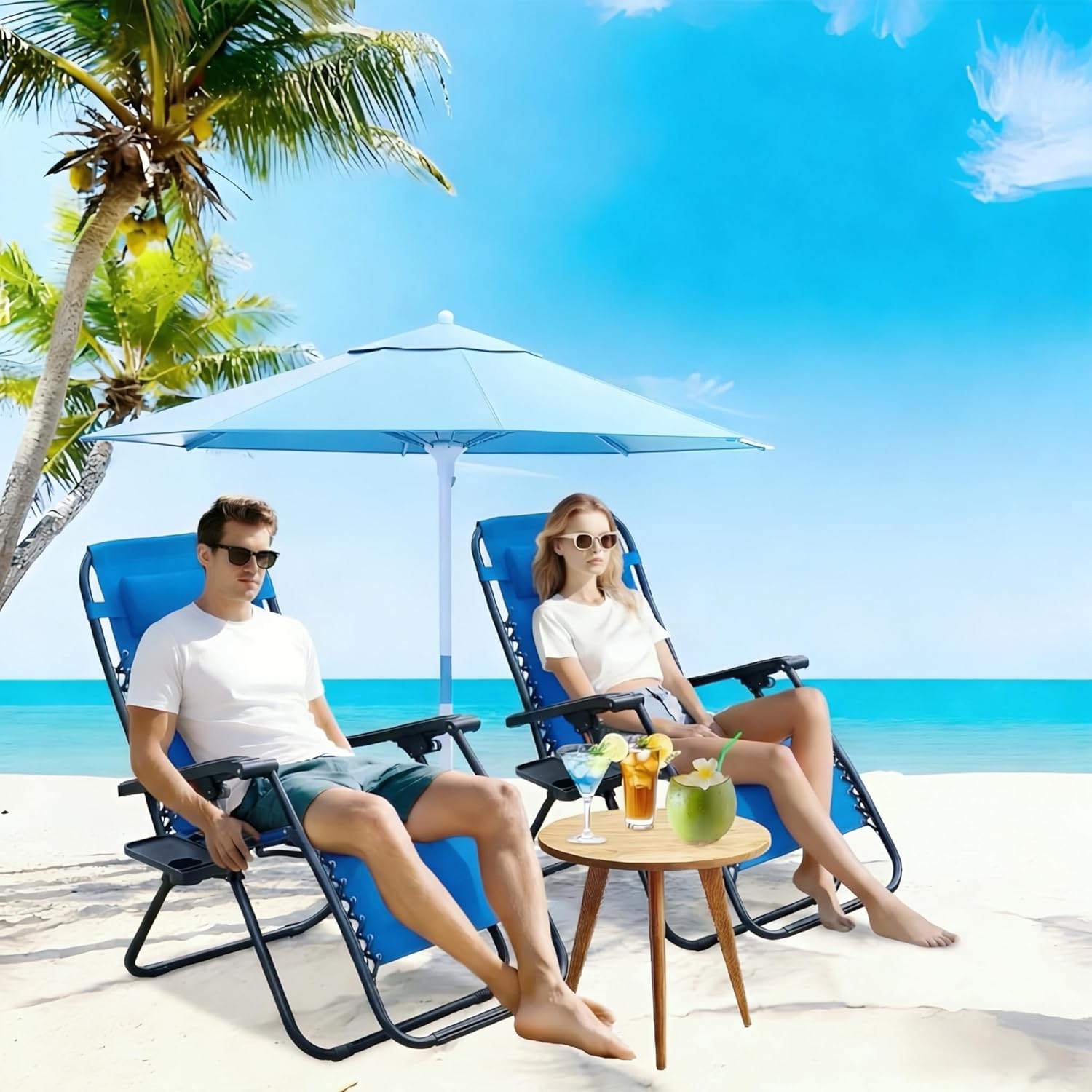 Alivio Zero Gravity Sun Lounger Adjustable Reclining Outdoor Garden Patio Relaxer Chair with Headrest Pillow Cup Holder and Heavy Duty Folding Frame - Image 44