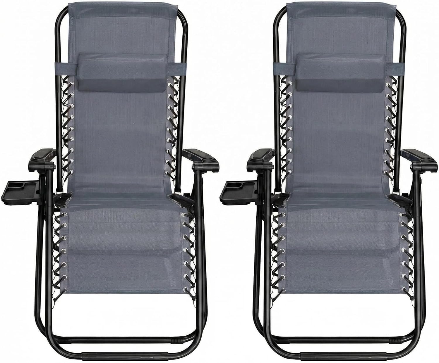 Alivio Zero Gravity Sun Lounger Adjustable Reclining Outdoor Garden Patio Relaxer Chair with Headrest Pillow Cup Holder and Heavy Duty Folding Frame - Image 6