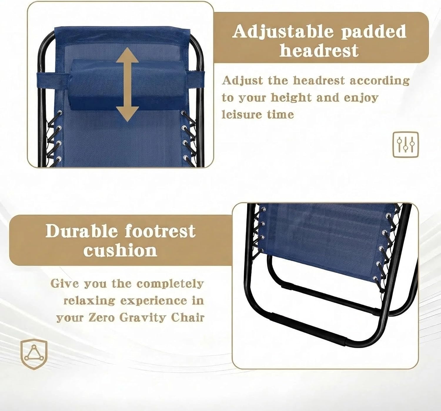 Alivio Zero Gravity Sun Lounger Adjustable Reclining Outdoor Garden Patio Relaxer Chair with Headrest Pillow Cup Holder and Heavy Duty Folding Frame - Image 22