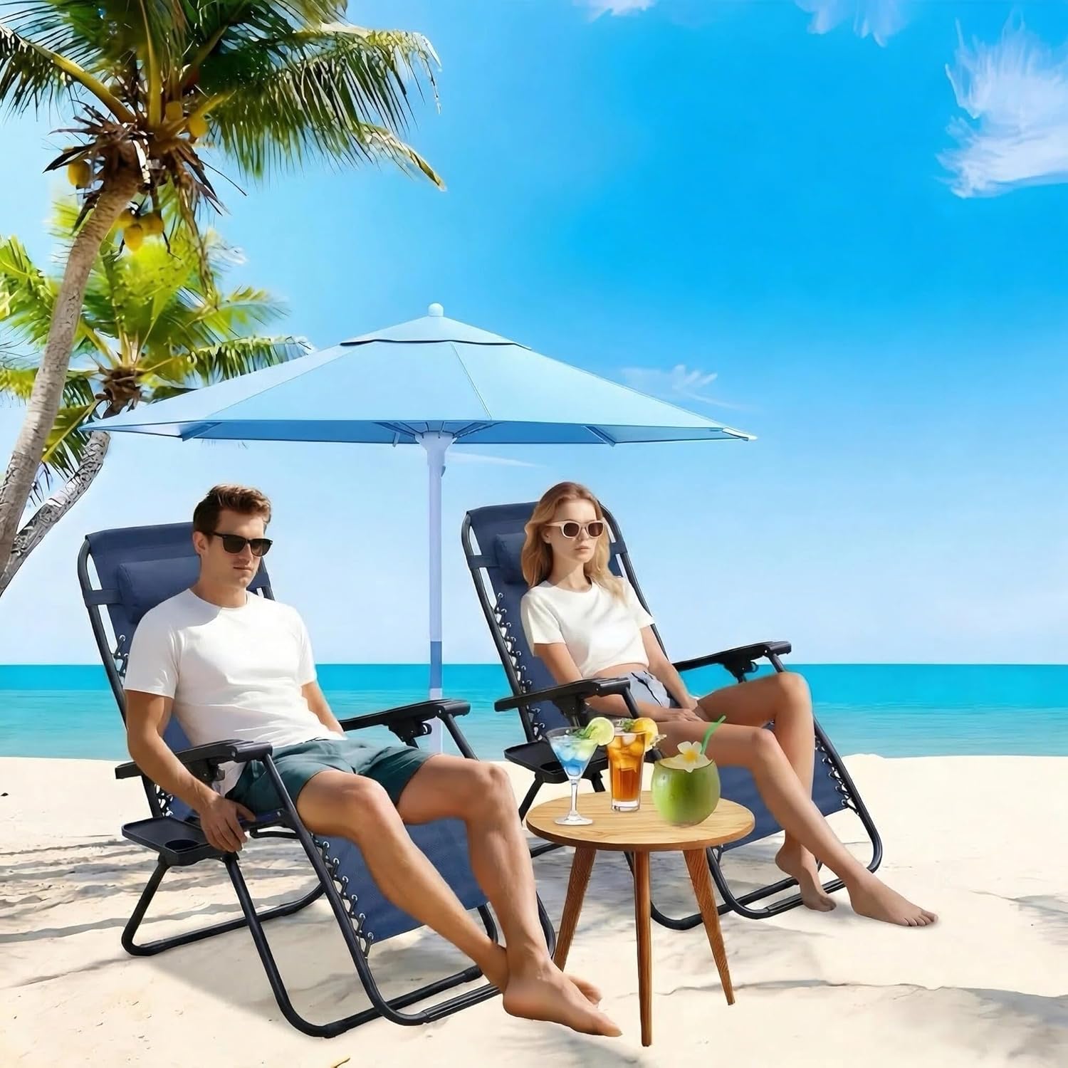 Alivio Zero Gravity Sun Lounger Adjustable Reclining Outdoor Garden Patio Relaxer Chair with Headrest Pillow Cup Holder and Heavy Duty Folding Frame - Image 27