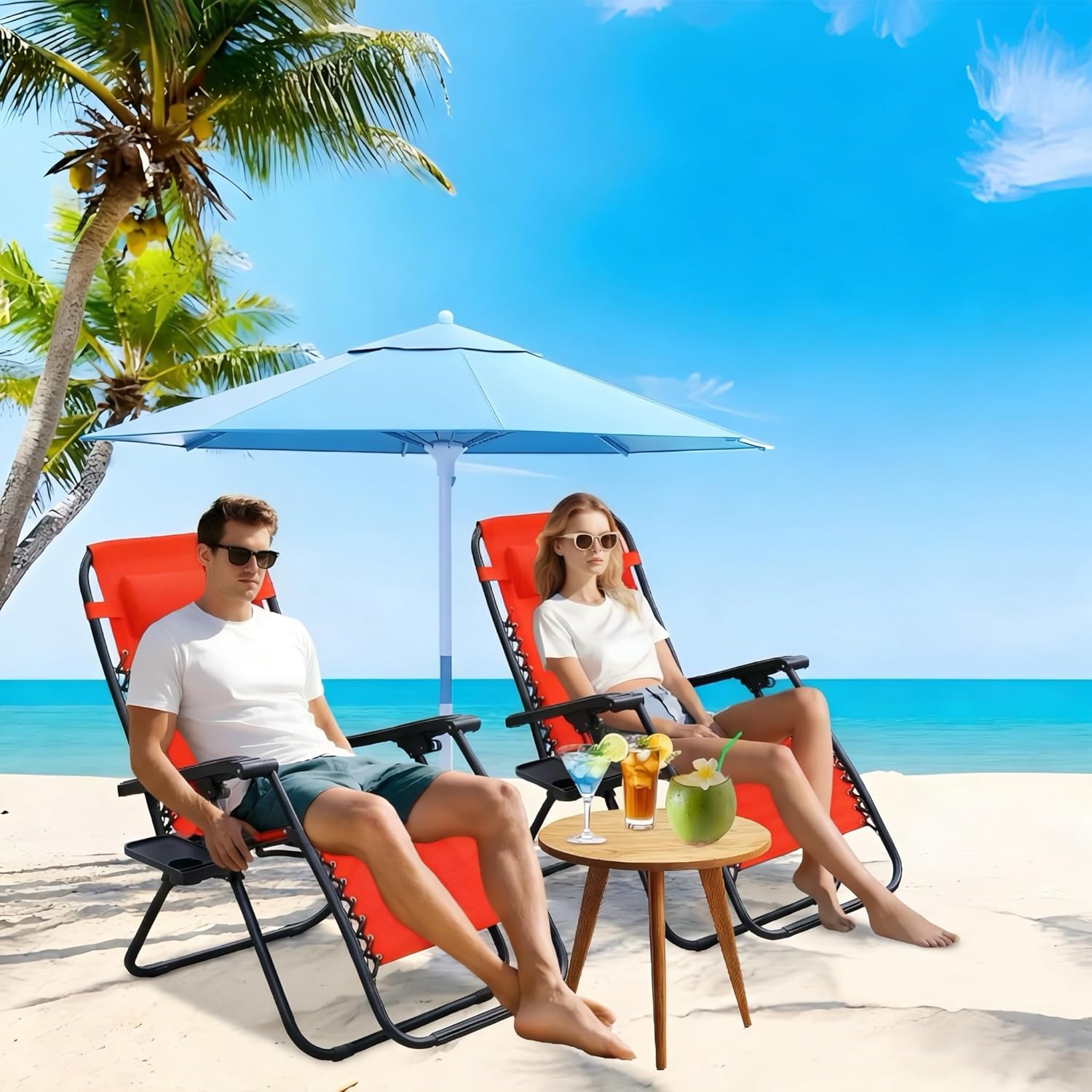 Alivio Zero Gravity Sun Lounger Adjustable Reclining Outdoor Garden Patio Relaxer Chair with Headrest Pillow Cup Holder and Heavy Duty Folding Frame - Image 53