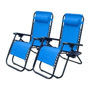 Alivio Zero Gravity Sun Lounger Adjustable Reclining Outdoor Garden Patio Relaxer Chair with Headrest Pillow Cup Holder and Heavy Duty Folding Frame